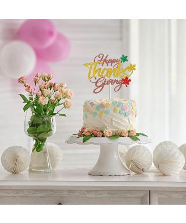 Tenhasi Red & Gold Glitter Happy Thanksgiving Cake Topper Thanksgiving Day Party Decorations Fall Harvest Maple Leaf Cake Decor - Buy Online on GoSupps.com