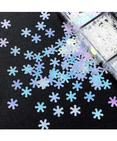 Christmas Glitter Nail Snowflakes Sequins Nail Art Decals Manicure Tips Decoration 6 Grids/Box For Women Gifts Snowflake Glitter Stickers - Buy Online on GoSupps.com