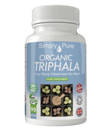 Simply Pure Organic Vegan Triphala Capsules x 90 500mg 100% Natural Soil Association Certified Gluten Free and GM Free
