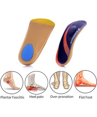 PCSSole 3/4 Orthopedic Insoles for Flat Feet & Plantar Fasciitis | Heel Pain Relief Inserts for Men & Women EU43-46 - Deep Blue - Buy Online on GoSupps.com