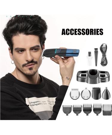 VGR V-108 5 in 1 Men's Grooming Kit - Professional Electric Shaver Beard & Nose Hair Trimmer Barber Hair Clipper Set in Blue | International Shipping Available - Buy Online on GoSupps.com