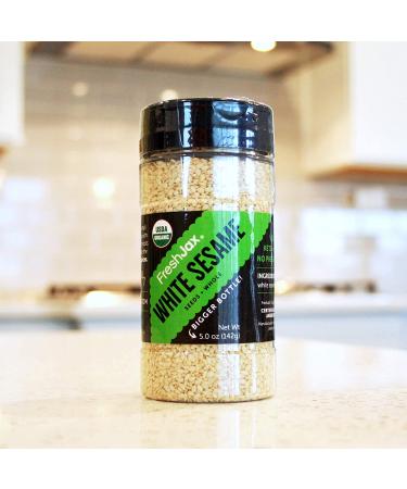 Certified Organic White Sesame Seeds - FreshJax Premium Seasonings (Large Bottle) - Buy Online on GoSupps.com