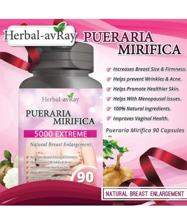 Pueraria Mirifica 5000mg Capsules - Natural Breast Enhancement & Menopause Relief - 90 Vegetarian Capsules - Buy Online on GoSupps.com