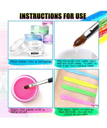  Beteligir Beteligir 6 Colors Water Activated Eyeliner Palette Colorful Liquid Eyeliner Set Neon Face Paint UV Glow Body Paint Gel Eye Set - Buy Online on GoSupps.com
