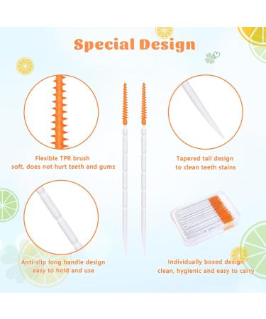 200 Pieces Silicone Interdental Brushes - Soft Dental Brushes with Box | Portable Dual-House Floss Sticks for Effective Tooth Cleaning (Orange) - Buy Online on GoSupps.com