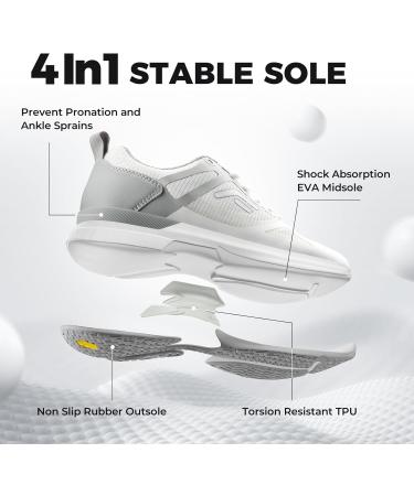 Fitville Extra Wide Tennis Shoes for Men - Slipproof Badminton & Indoor Sports Sneakers - Comfortable & Breathable Fitness Shoes for Wide Feet - EU 42.5 X-Wide in White & Gray - Buy Online on GoSupps.com
