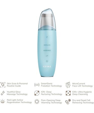 Geske SmartAppGuided Microcurrent Skin Scrubber & Blackhead Remover | 9-in-1 Skincare Tool for Anti-Aging & Deep Cleaning | Professional Facelift Device in Turquoise - Buy Online on GoSupps.com