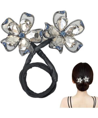 Flower Barrettes for Women | Cloth Alloy Flower Bud Shape Hair Clips Handmade Elastic Barrettes Hair Accessories for Stylish crystal - Buy Online on GoSupps.com