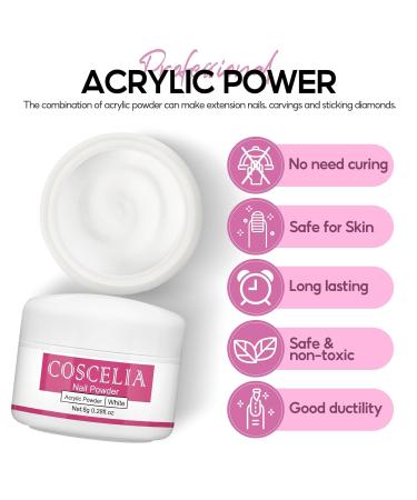COSCELIA 3D Nail Extensions Powder - White 8g No Lamp Required | Shop Now for International Shipping - Buy Online on GoSupps.com