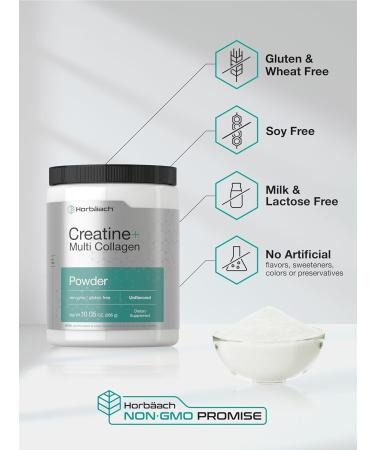 Horb ach Creatine Monohydrate Powder | with Collagen and L-Taurine | 10.05 oz | Unflavored | for Women and Men | Non-GMO Gluten Free - Buy Online on GoSupps.com