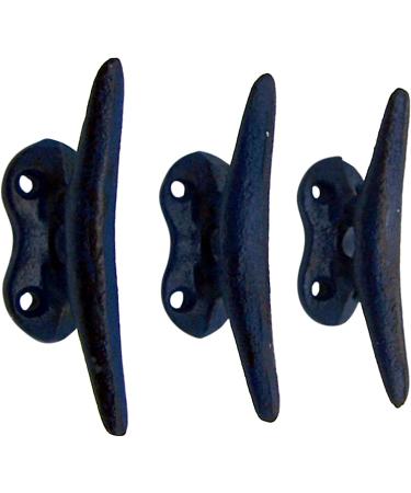 Nautical Blue Cast Iron Boat Cleat Wall Hooks - Set of 3 | 3.5 Inches - Buy Online on GoSupps.com