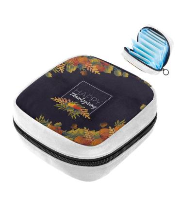 GIAPB Sanitary Napkin Storage Bag Period Bag Tampon Bag Makeup Bag Pad Pouch Happy Thanksgiving Color3073