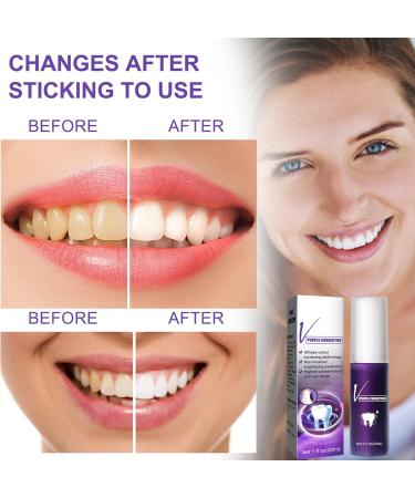 V34 Purple Toothpaste for Whiter Teeth - Lighten Stains Repair Gums | 30ml - Buy Online on GoSupps.com