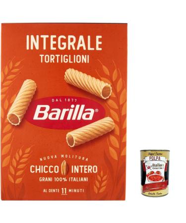 Italian Gourmet E.R. Pack of 20 Barilla Tortiglioni Integrali whole wheat pasta - Italian noodles - 500g + 400g Italian gourmet polpa