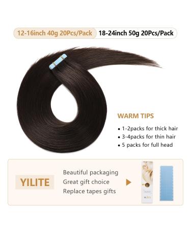 Yilite Tape Extensions Real Hair - 65cm Natural Black 20 Pieces - Invisible Silky Straight Skin Weft Tape-In Extensions #1B - Buy Online on GoSupps.com
