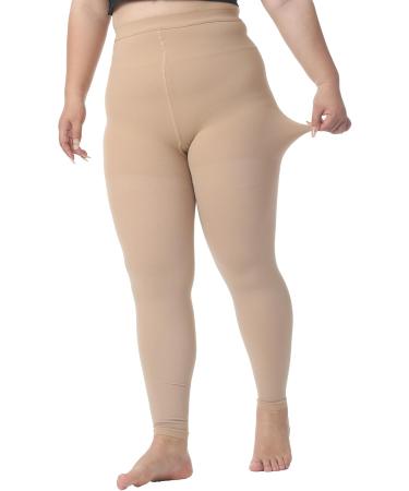 Plus Size 5XL Medical Compression Pantyhose - 20-30 mmHg Compression Leggings for Edema & Varicose Veins - Opaque Footless Waist High Stockings for DVT - Beige - Buy Online on GoSupps.com
