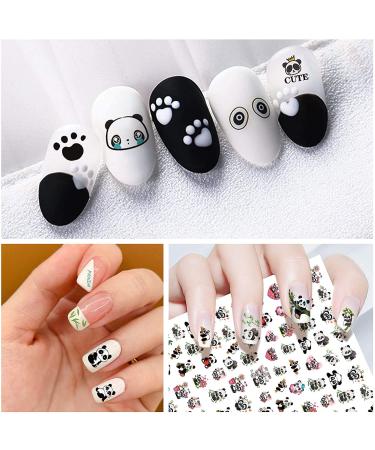 Panda Nail Art Stickers - 3D Cute Pandas with Bamboos and Flowers - Pack of 5 Sheets - for Nail Design, Manicure, DIY Decor, Kids Crafts - 3.1x3.9 Inch - Buy Online on GoSupps.com