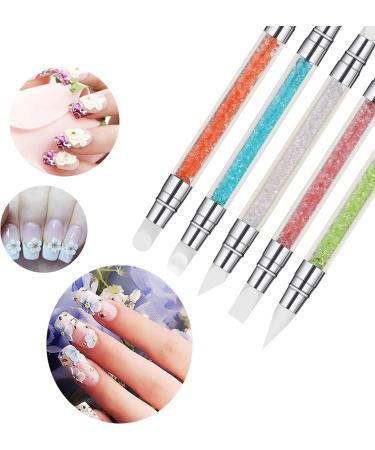 Vaceer 5Pcs Nail Art Sculpture Pen Set with Acrylic Rhinestone Handle - Double Ended Design and Painting Tool for Manicure - Buy Online on GoSupps.com