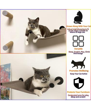 NEECONG Wall Mounted Cat Hammock - Sleek Furniture for Sleeping, Playing, Climbing, & Lounging - Holds up to 45 lbs - Metal Bracket - Buy Online on GoSupps.com