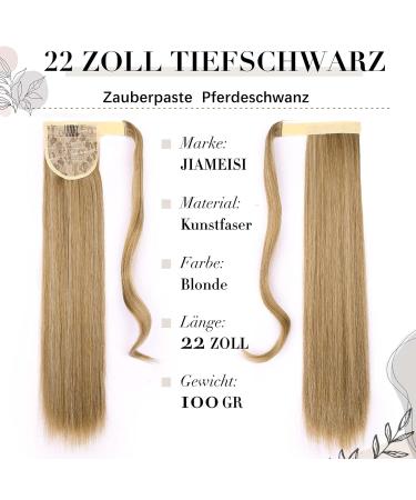 22-Inch Long Straight Ponytail Extension - Dark Blonde Mix (m27/613#) - Synthetic Hair Wrap Around - 110g Magic Paste - Buy Online on GoSupps.com
