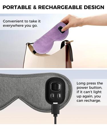 Aroma Season Heated Eye Mask Warm Eye Compress 4 Temperature Level Light-Blocking Cordless Heated Eye Mask Gift for Men Women(Purple) - Buy Online on GoSupps.com