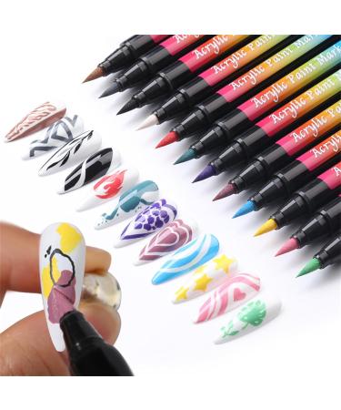 RoseFlower 12 Color 3D Nail Art Pens Set Acrylic Paint Pens Nail Art Painting Pen Nail Art Graffiti Pen Quick-drying Waterproof Nail Point Graffiti Dotting Pen for Nail DIY Dot Line Flower Pattern#2 - Buy Online on GoSupps.com