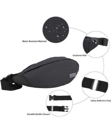 MAXTOP Fanny Pack with Headphone Jack, 3-Zipper Pockets, Adjustable Straps - Black Medium for Men and Women - Buy Online on GoSupps.com