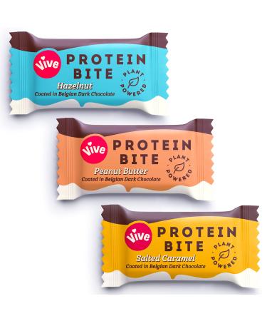 Vive Protein Bites Gluten Free High Fibre Vegan Snacks Mini Protein Bars Dark Chocolate Coated Mixed Box 21 x 20g Mixed 21 Count (Pack of 1) - Buy Online on GoSupps.com
