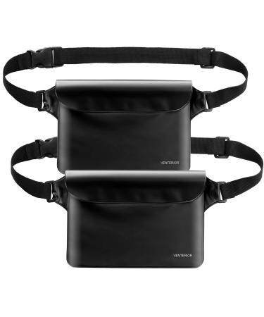 Waterproof Waist Pouch 2-Pack | Beach Accessories Dry Bag Waterproof Fanny Pack for Swimming Snorkeling Sailing Kayaking Beach Pool Water Parks | Keep Your Phone Wallet Safe and Dry Black & Black
