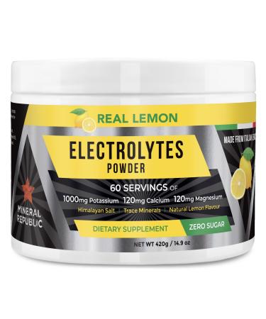 Mineral Republic Electrolytes Powder Sugar Free for Drinks Rich in Potassium Magnesium and Calcium. Contains Pink Himalayan Salt (Sodium). Multiminerals for Keto Fasting and Paleo Diets 14.9 Ounce (Pack of 1)