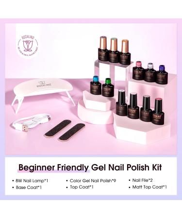 ROSALIND 14PCS Gel Nail Polish Kit - UV Light 9 Colors Base Coat & Top Coat - Easy Nail Art for Women - International Shipping Available - Buy Online on GoSupps.com