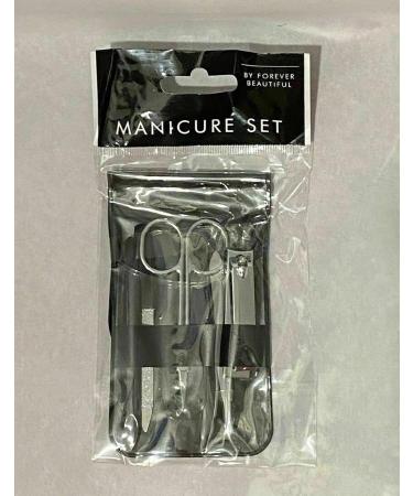 Black & Silver Metal Manicure Set (5 Pieces) - Durable Essential Grooming Kit for Neat & Tidy Nails - Buy Online on GoSupps.com