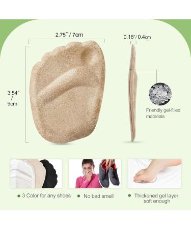 Metatarsal Pads for Women | Anti-Sliding Forefoot Cushions for Open Toe Shoes | Pain Relief & Comfort | 3-Pair Set (Beige Black Clear - Buy Online on GoSupps.com