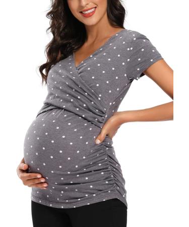 Love2Mi Maternity Nursing Shirt - Short Sleeve V-Neck Breastfeeding Tee - Pregnancy S Flower45 - Buy Online on GoSupps.com