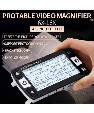 Electronic Reading Aid Digital Magnifier 4.3 Inch Portable Electronic Digital Magnifier Reading Aide 6x-16x Ideal for Reading Small Prints & Low Vision & Aging Eyes - Buy Online on GoSupps.com