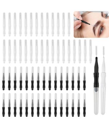 60 Pcs Micro Brow Brush With Cap Eye Brow Spoolie Brush Eyebrow Lamination Brush Comb Micro Spooly tools for Eyebrows and Eyelashes Extensions, Lash Lifting, Perming Eyebrows(2 Size) 60pcs