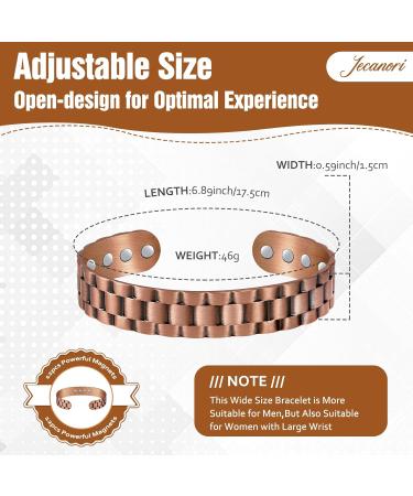 Jecanori Copper Magnetic Bracelet for Men | Classic Block Pattern | Adjustable Size Cuff Bangle with 12pcs Strong Magnets | Jewelry Gift Box Included - Buy Online on GoSupps.com