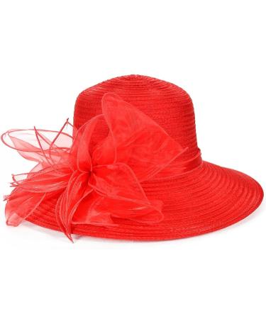 Kentucky Church Derby Dress Cloche Hat - Floral Bucket Hat in Leaf-Red - Buy Online on GoSupps.com