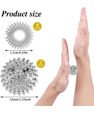 2-Piece Massage Hedgehog Ball & 8-Piece Acupressure Ring Set | Magnetic 32mm Stress Relief & Finger Massage Devices | International Shipping Available - Buy Online on GoSupps.com