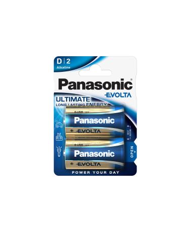 Panasonic LR20EGE Evolta Alkaline D Battery (Pack of 2) - Blue
