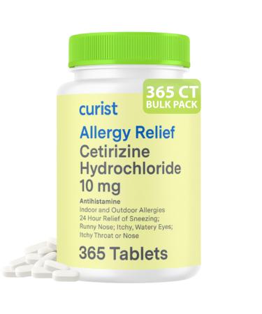 Curist Cetirizine Hydrochloride 10mg Tablet (365 Count) Effective Allergy Medicine with 24 Hour Relief of Runny Nose Sneezing Relief Itchy Throat Relief & Runny Eyes - Antihistamines for Adults