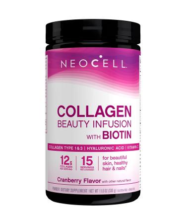 NeoCell Beauty Infusion Collagen Supplement Drink Mix Powder, 6,000mg Collagen Types 1 & 3, Cranberry Flavor, 11.64 Ounces (Package May Vary) Cranberry Cocktail