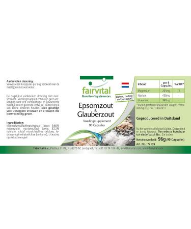 Fairvital | Epsom Salt and Glauber's Salt - Vegan - 90 Capsules - Magnesium sulfate and Sodium sulfate - Buy Online on GoSupps.com