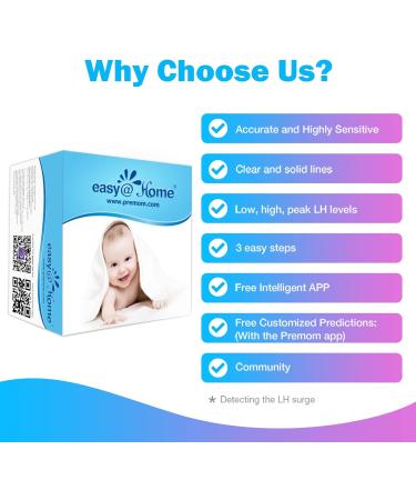 Ovulation Fertility Test Predictor Kit | Easy Home 40 LH Strips | Accurate Ovulation Monitor for Women | Simplest Period Tracking App Premom - Buy Online on GoSupps.com