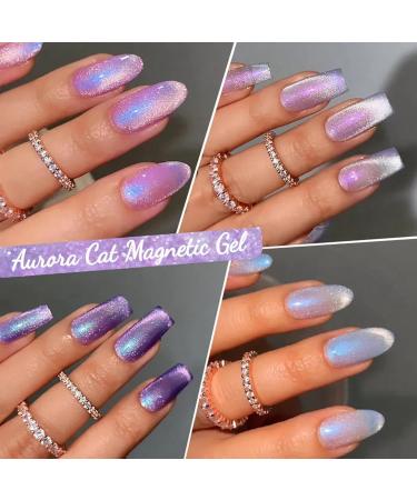 Holographic Glitter Gel Nail Polish - Cat Eye Gel Polish Kit with Magnet - 5 Colors Glitter Phantom Chameleon Magnetic Gel Nail Varnish - Soak Off UV Gel Nail Polish Home DIY Manicure - Buy Online on GoSupps.com