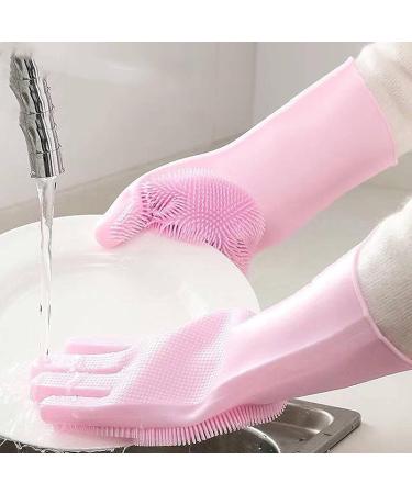 Multifunctional Silicone Dishwashing Gloves for Household Waterproof Kitchen Cleaning Gloves Thin Pet Bath Gloves gray One-size-fits-all - Buy Online on GoSupps.com