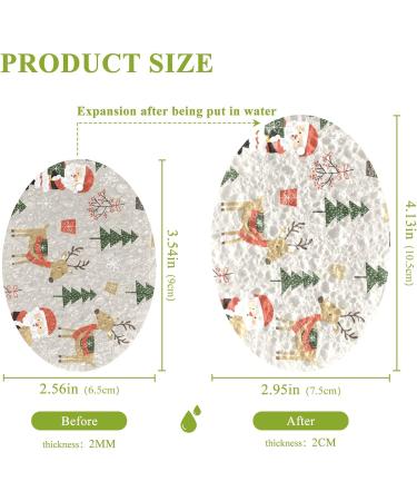 3-Pack Cleaning Kitchen Sponges Oval Santa Claus Elk Kitchen Cellulose Dishwashing Wood Pulp Cotton - Buy Online on GoSupps.com