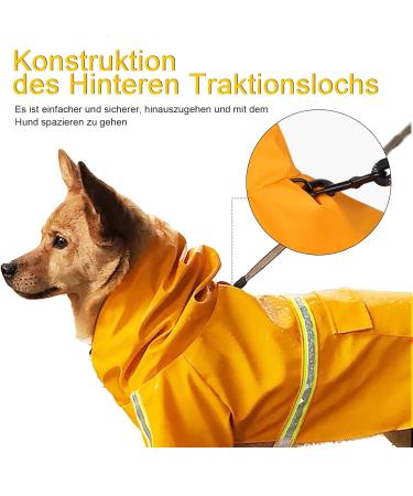 Adjustable Waterproof Dog Mackintosh Coat - Reflective Stripes for Small Medium & Large Dogs | Outdoor Rain Jacket with Hood (Orange L) - Buy Online on GoSupps.com