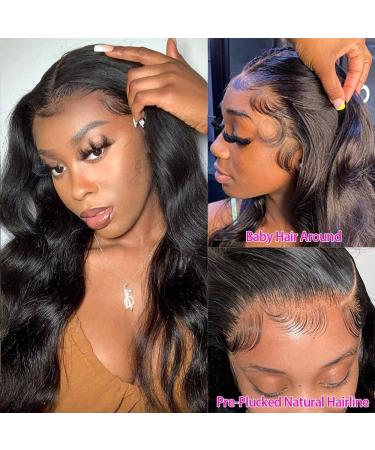 28 Inch HD Lace Front Body Wave Wig | 13x4 Brazilian Virgin Human Hair | 180% Density Natural Black Women Wig | Pre Plucked with Baby Hair - Natural Color - Buy Online on GoSupps.com