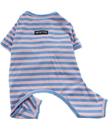 BT BEAR Colorful Striped Dog Pajamas - Soft Cotton One-Piece Costume for Bulldogs & Small to Medium Dogs (XL Blue/Pink) - Buy Online on GoSupps.com